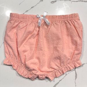 Nicole Miller | Girls Swiss Dot Peach Ruffle Shorts with Elastic Waistband 24